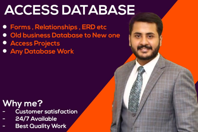 I will create ms access database for projects and business