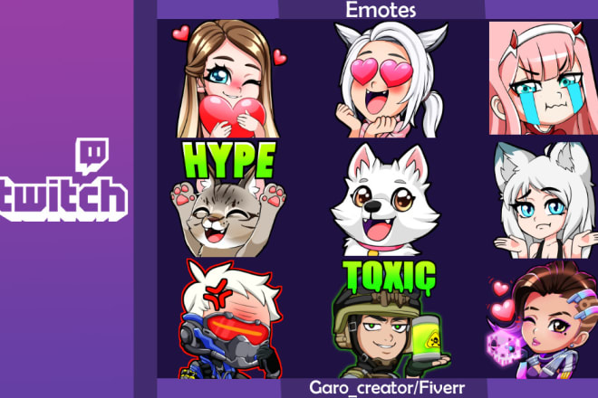 I will create the best personalized twitch emotes for you, discount