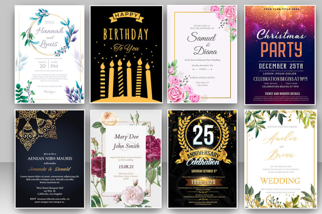I will create wedding, birthday, party and event invitation card design in 24 hours