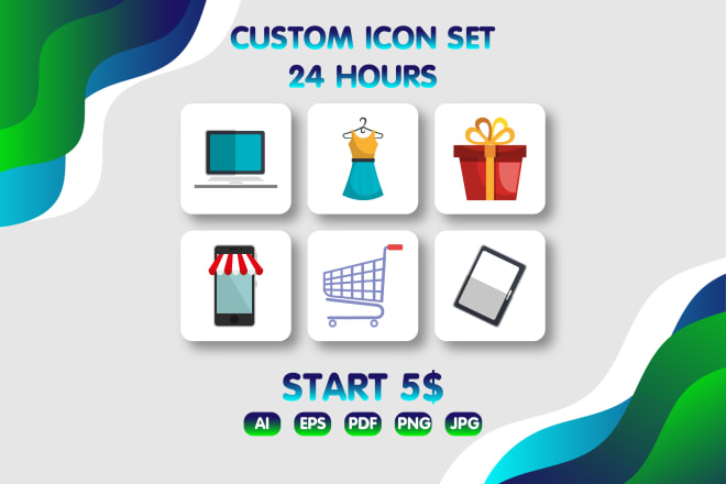 I will custom flat icon design for your online business