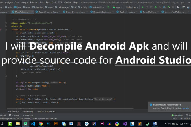 I will decompile android apk and will provide source code for android studio