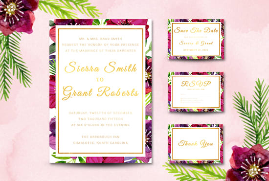I will design a beautiful wedding invitation card