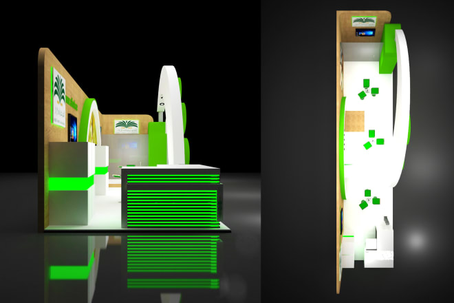 I will design a creative rendered 3d model of exhibition booth