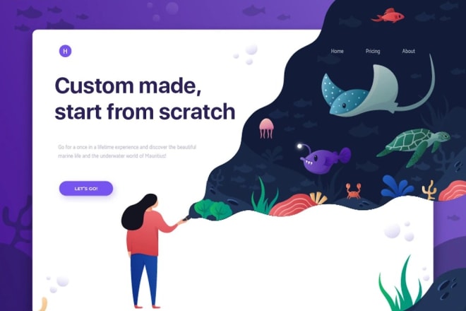 I will design a flat dribbble style illustration for web