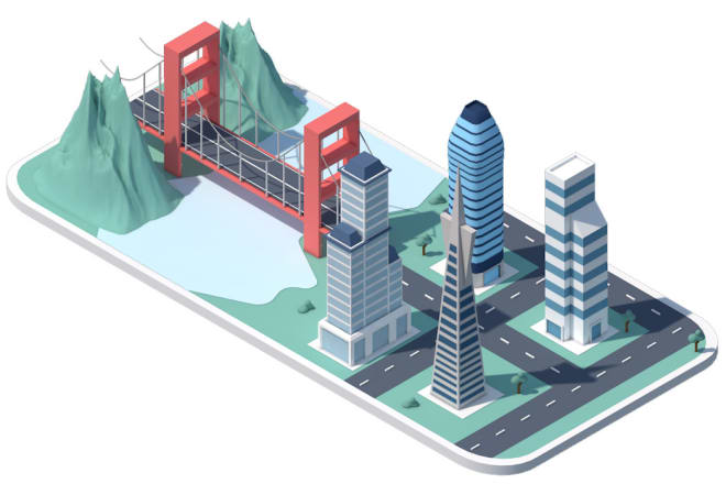 I will design an amazing 3d isometric illustration for apps web games