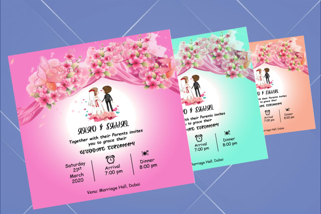I will design an awesome wedding cards invitation cards