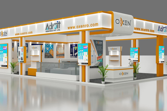 I will design and render 3d exhibition stalls,booth,stand or kiosk