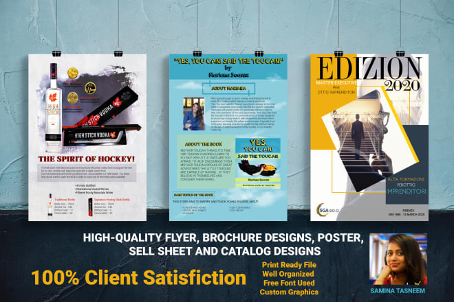 I will design bifold trifold brochure flyer booklet catalog poster banner print design