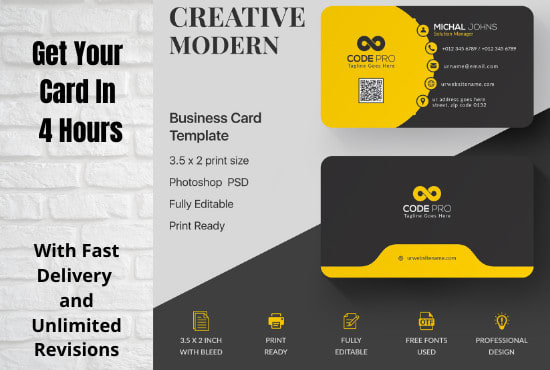 I will design business cards, letterheads, and envelopes in 4 hours