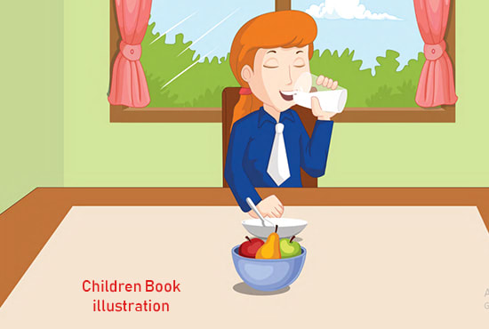 I will design childrens book illustration
