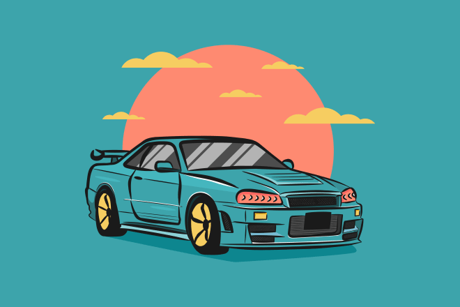 I will design cool car illustration for your t shirt