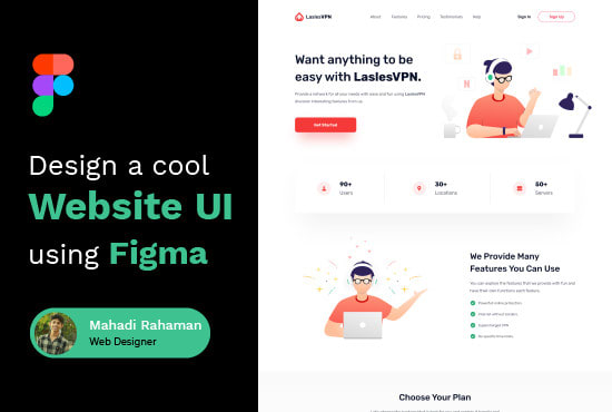 I will design cool website UI using figma in 24 hours
