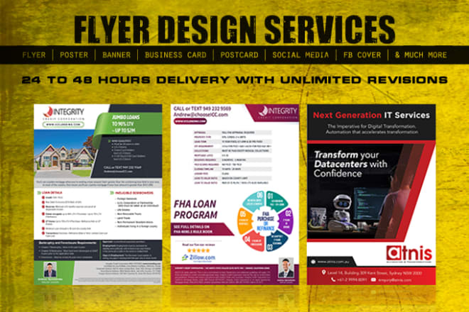 I will design creative flyers, leaflets, post cards, posters