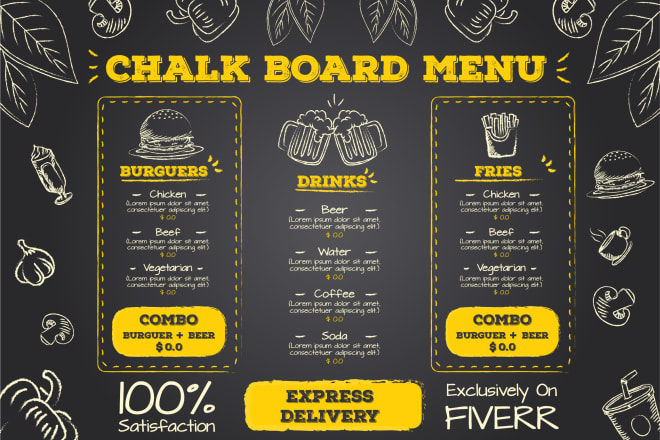 I will design custom chalkboard menu, flyer, poster, anything