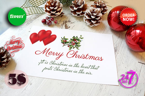I will design cute christmas, holiday card and animated GIF