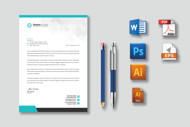 I will design editable custom business letterhead word template