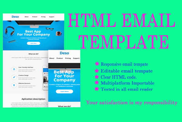 I will design excellent HTML email template