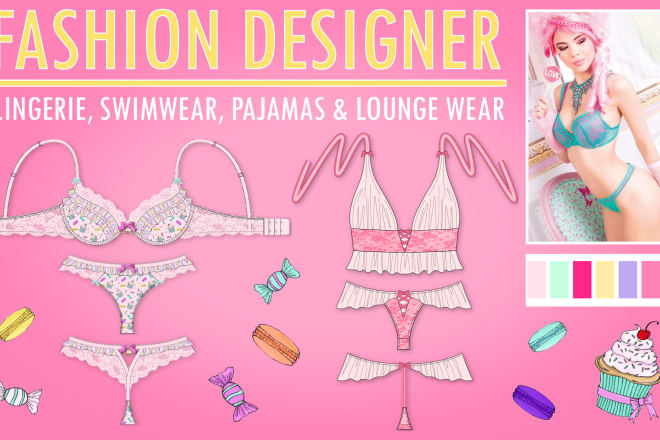 I will design flat sketches for lingerie, swimwear or pajamas