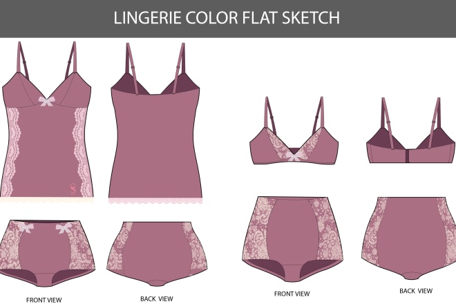 I will design flat sketches for lingerie, swimwear or pajamas
