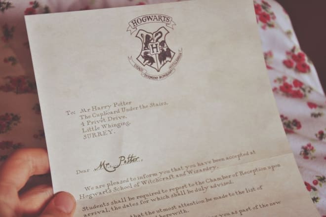 I will design hogwarts letter and ticket as seen in movie