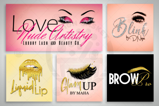 I will design logo for eyelash brow, beauty makeup, lip gloss, balm