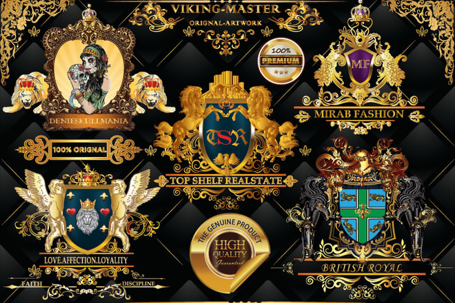 I will design modern heraldic,coat of arms company logo