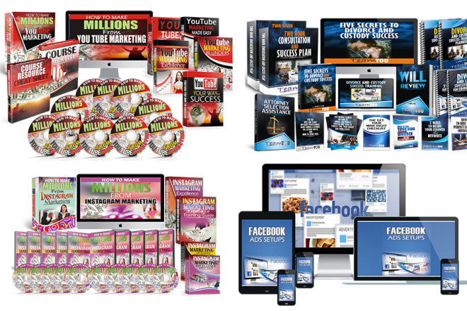 I will design online course ecover of 3d flat screens, book cover, box, ebook bundle