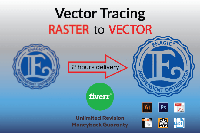 I will design or vector trace logo, redraw raster to vector graphic