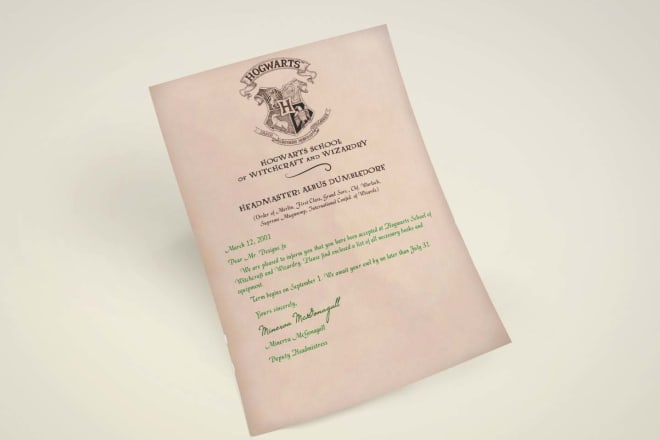I will design personalized hogwarts acceptance letter