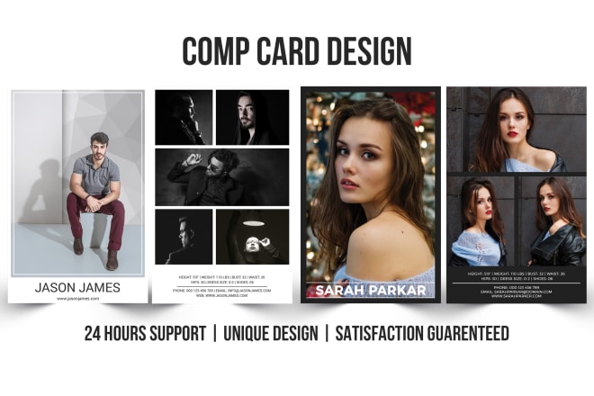 I will design professional comp card within 24 hours