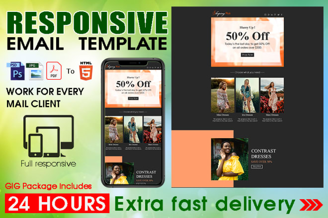 I will design professional responsive HTML email template or newsletter