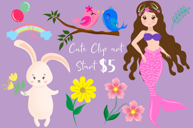 I will design set of cute clip art, cute kawaii and stickers