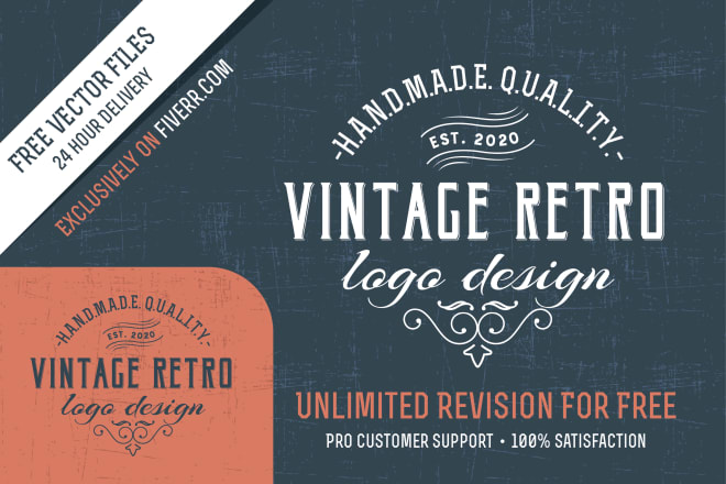 I will design vintage retro logo with free vector files