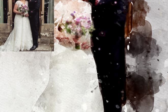 I will digitally paint a watercolour of your wedding photograph