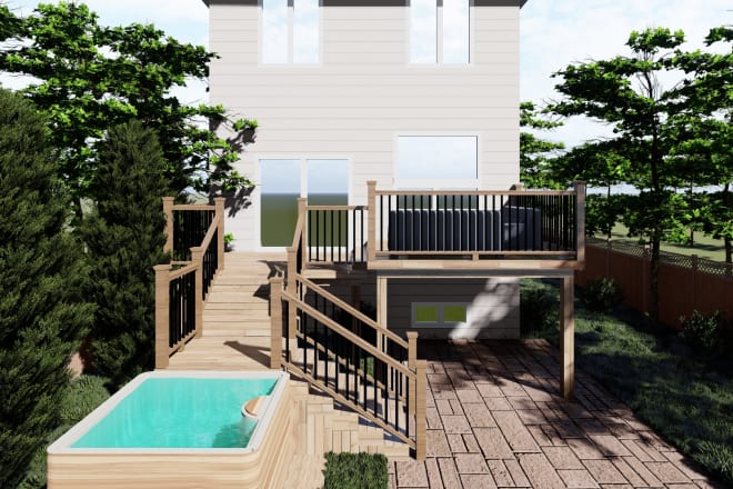 I will do 3d backyard, landscape design, terrace, patio, garden