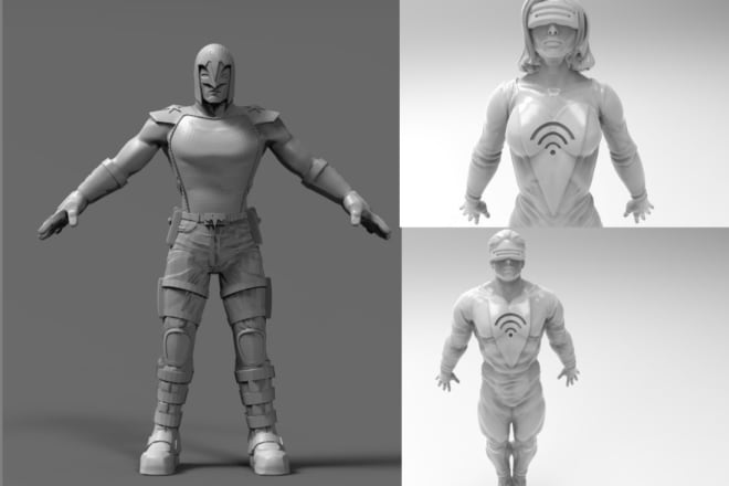 I will do 3d model from some sketches or photos in zbrush