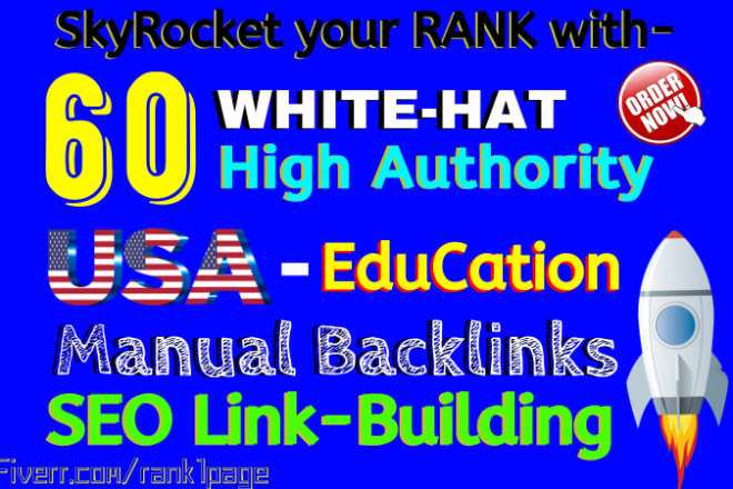 I will do 60 high authority dofollow SEO backlinks service,edu link building