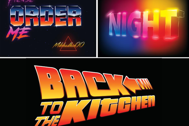 I will do 80s retro, neon, vintage logo typography