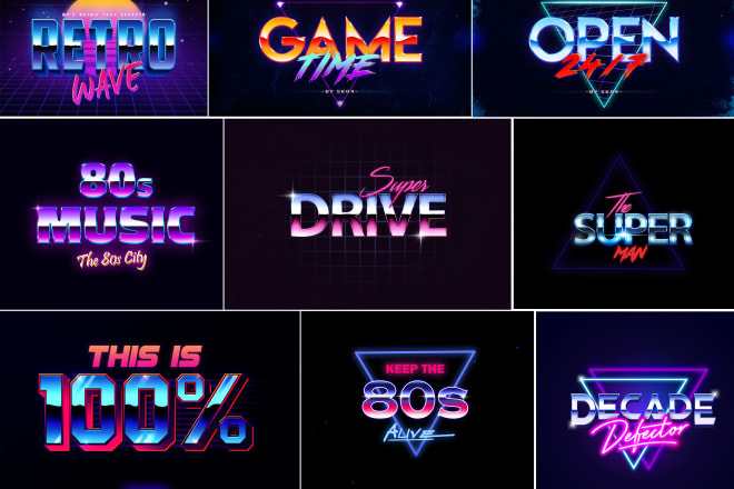 I will do 80s style logo typography
