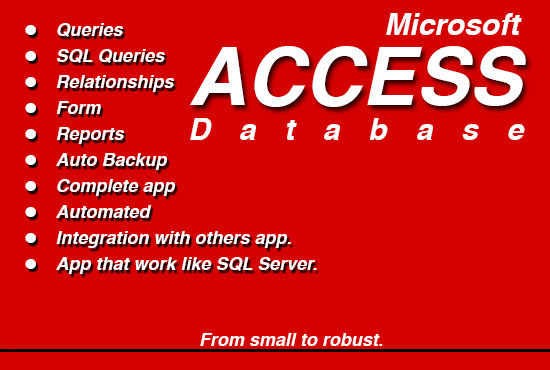 I will do any jobs on microsoft access database for your business