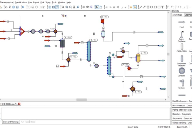 I will do chemical engineering projects on chemcad