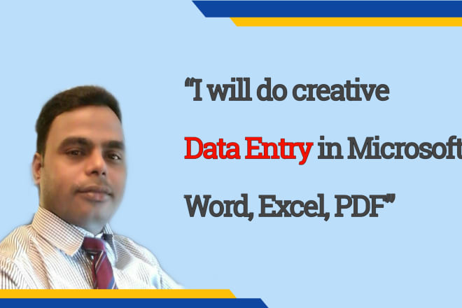 I will do creative data entry microsoft word,excel, PDF india