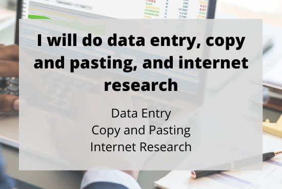 I will do data entry, copy paste, web research and excel data entry