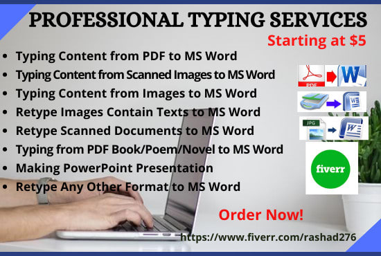 I will do fast typing job, retype scanned documents in 24h