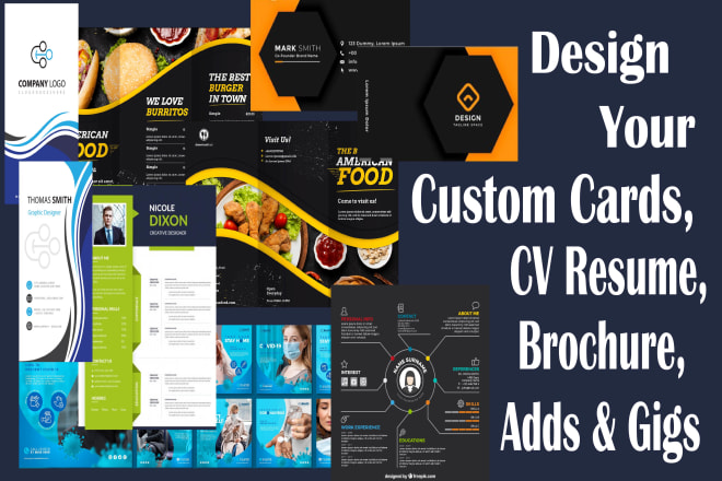 I will do fiverr gig, CV resume, custom cards, brochure, adds