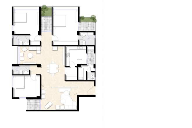 I will do floor plans layout with elevation and section in auto cad