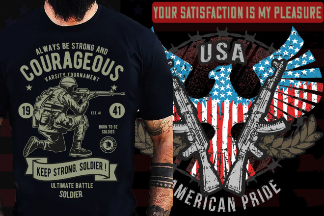 I will do illustrator USA military tshirt design