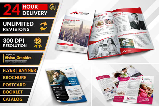 I will do professional flyer, postcard, bifold, trifold, brochure design