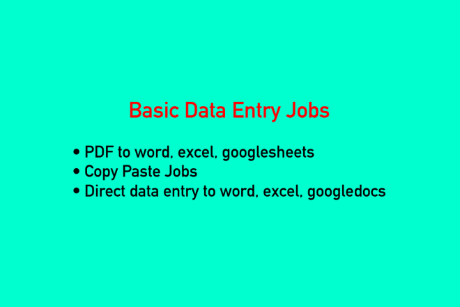 I will do simple data entry jobs, file conversions, formatting