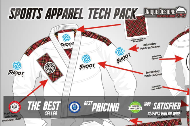 I will do sports and activewear apparel tech pack design